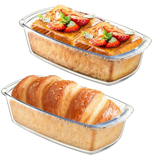 ATRDTO Confezione da 2 stampi in vetro per pane e pagnotta da 25,4 cm, stampi in vetro per cuocere pane alla banana, pagnotta di carne, torta di libbra
