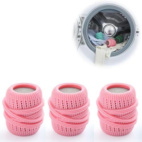 3PCS Dosing Ball for Liquid Detergent, Creative Fabric Softener Dispenser Laundry Balls, Laundry Balls for Hair and Stain Removal (A)