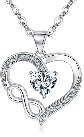 Tusuzik Weihnachtsgeschenke für Frauen Halskette Damen Silber 925 Kette Silberkette Herzkette mit Unendlichkeitszeichen Schmuck Kleine Weihnachtsgeschenke für Mama Frau Freundin