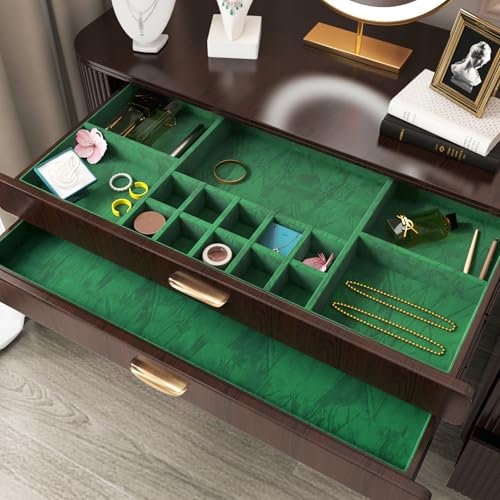 ReWallpaper Green Vintage Wallpaper Self Adhesive Velvet Flock Liner for Jewellery Box 44.5cm×7m Flocking Wallpaper Dark Green Thicken Fabric Contact Paper for Crafts Drawer Furniture