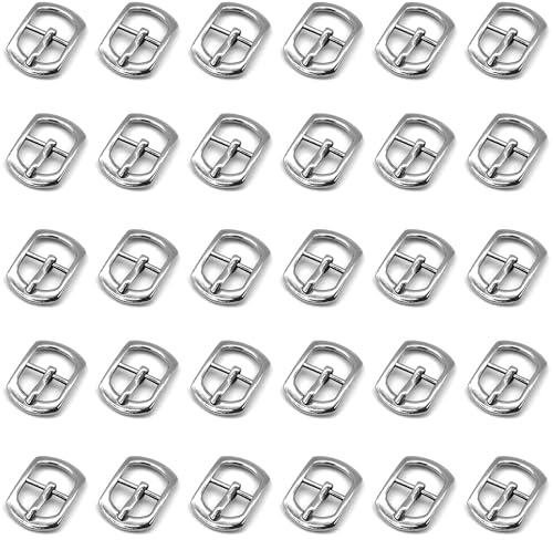 Niuhong 30 Pcs Rullspänne Bältesspänne Små Läder Metall Mini Spännen Hårdvara Pin Buckle Fyrkantiga Skospännen Tillverkning Bälte Sko Väskor Hantverk DIY Tillbehör (Silver 10mm)