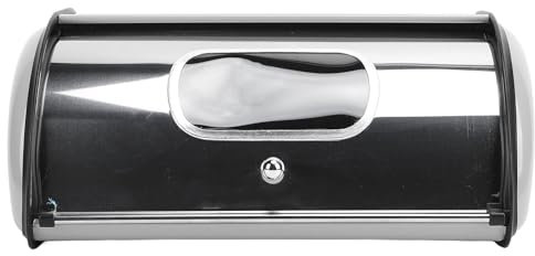 TITA-DONG Roll Top Bread Box for Kitchen Countertop, Metal Bread Box, Modern Mirrored Iron Bread Storage Holder Saver Countertop Bread Bin for Cookies, Bagels, Muffins