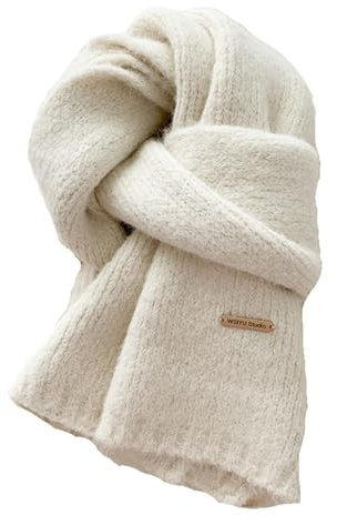 IDOTSEZU Sciarpa Donna Sciarpa Femminile Inverno Inverno A Maglia La Sciarpa da Donna Morbida da Donna Dono Femminile da Donna-Bianco