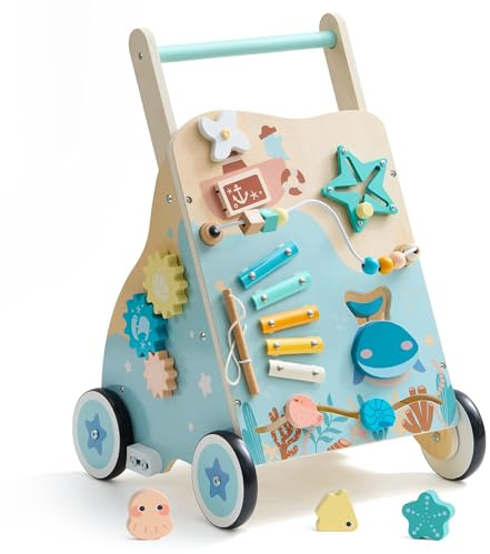 ROBUD gåstol trä, baby gåstol, baby walker, havstema