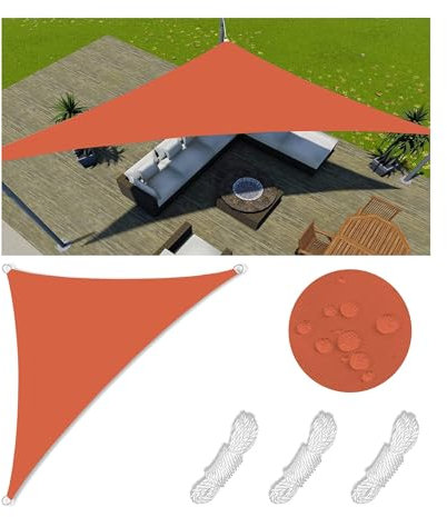 Voiles Ombrages Imperméable Triangulaire Bâche dombrages,Voiles Solaire,Pare Soleil Jardin Balcon,Toiles Ombrages 98% UV Protection pour Patio Terrasse Extérieur avec Anneau D et Cordons 4x4x5.7M