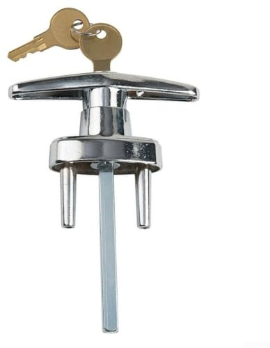 Vootnifig Garage Door Lock T Handle Replacement with 2 Keys - Compatible with 1 3/8 Inch Through 2 Inch Thick Doors - Silver Alloy Security Handle for Home Improvement