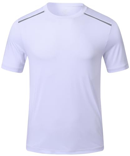 Huayuzh Mens Swimming T Shirt UPF 50+ Rash Guards Watersport Quick Dry Short Sleeve Surfing Running Sports Rash Vest Top