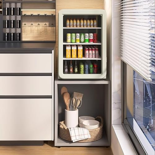 Mini-Kühlschrankständer Kühlschrankschrank mit Oder Ohne Türen, Kühlschrank-Aufbewahrungsregal, Organisationsregal für Schlafzimmer und Büro, Universelles Aufbewahrungsregal / Möbelwagen(Gray,45X45CM(
