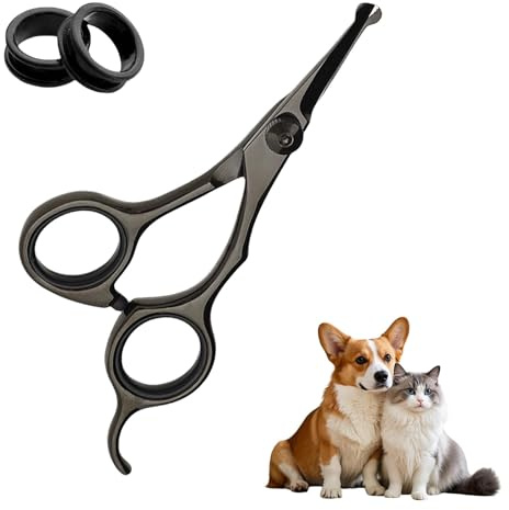 Dog Scissors for Care of Face and Paws, Ears and Eyes, Length 5.3 Inch Cat, Safety Round Tip Grooming Scissors, Titanium Coated Stainless Steel Fur