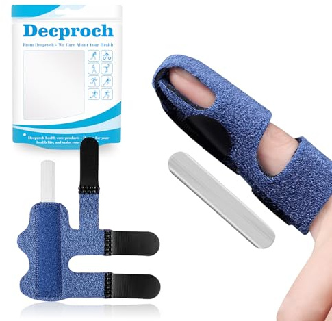 Decproch fingerskenor, 2 stycken fingerstöd, mjukt bekvämt fingerskydd vid skador, fingerbandage för trasig stuvad artrit eller tendinit (blå)