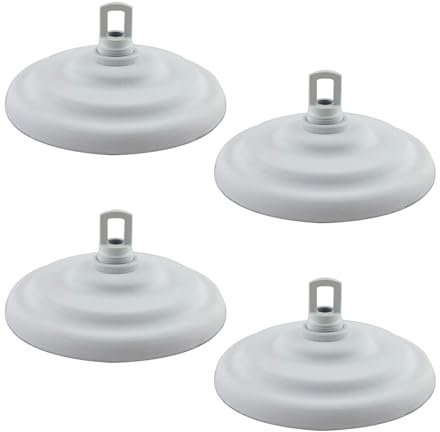 FSLiving Deckenrosette für Hängelampe Lampenaufhängung, 4er-Set Weiß Deckenbaldachin 135x65mm, Kit Lampenbaldachin aus Metall mit zentraler Bohrung und vorgesehenem Seitenloch,PJ0111