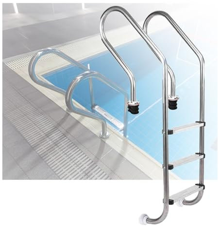 3 Steps Swimming Pool Ladder, Pool Pedal Step with Extended Armrest, Step for Water Park Indoor Pool Fish Pond(Pre-buried,3-Steps1.2mm)
