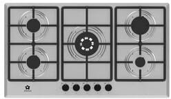 Wintem Plaque de cuisson 5 feux à gaz 90 cm en acier inoxydable avec grilles en fonte - Cuisine à gaz professionnelle pour la maison