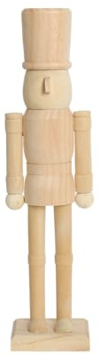 PE Nussknacker Holzfigur Unbemalt 38 cm - Großes DIY Bastelset zum Bemalen, Holzrohling Soldat Figur für Weihnachtsdeko & Advent