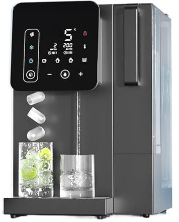 Water Dispenser with Ice Maker Countertop Stainless Steel Water Cooler with Ice Maker 9 Cubes Ready in 8 Mins Side Heat Dissipation for Home Office