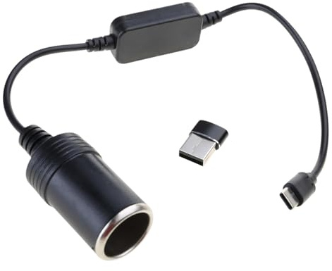 USB Type C 5V to 12V Car Socket Adapter Cord Boost Cable Boost Cable with USB Connector for Vehicle Electronics
