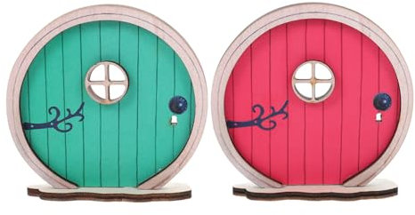 JOINPAYA Mini Porte de Fée en Bois 2 Pièces pour Décor Miniature