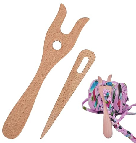 Strickgabel WebstuhlwerkzeuHölzernes Lucet | Gabelflechter-Set aus Holz,Big Eye-Nadelset, Lucet-Flechtgabel zum Nähen, Häkelnadeln, Strickgabel-Kit, Webnadel-Kit, Strickzubehör für DIY-Strickarbeiten