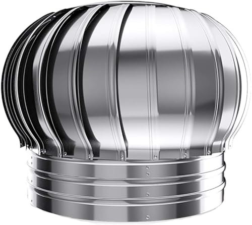 Stainless Steel Chimney Cowl Cap 100-200mm Rotating Spinner Hat for Anti Downdraught Ventilated Chimney Top Chimney Cover Weatherproof Exhaust Cap
