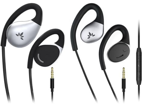 Avantree Resolve (Petite Et Grande Taille) – 2 Pack Écouteurs Filaires Open-Ear avec Micro, Confortables, Écoute Ambiante, Crochets Auriculaires pour Bureau, Maison, Extérieur, Prise Jack 3,5 mm