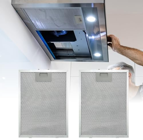 2Pcs Cooker Hood Metal Grease Filter,300x250mm Cooker Hood Mesh Grease Filter for Kitchen Extractor Fan Vent