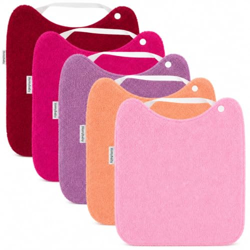HOMYBABY® Lot 5 Bavoirs Bebe pour DME en Éponge - Bavoir Elastique Maternelle - Idéal pour la Crèche - Bavoir Imperméable Bébé Réutilisable - Puericulture bébé