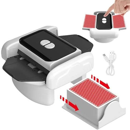 GOEDCH Máquina mezcladora automática: mezclador silencioso y recargable para 1-2 juegos de cartas, batidora de cartas portátil para UNO Skip BO juego de cartas Poker Phase10