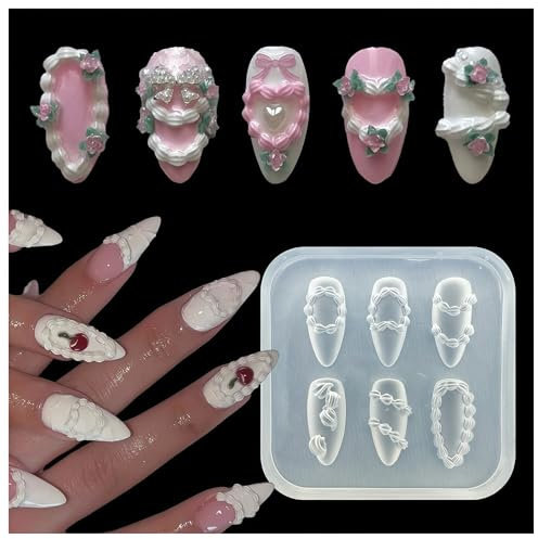Celblisora 3D-kaka formsprutad nagelform, silikonverktyg för nagelkonst, harts glasyr nagelformar för tillbehör