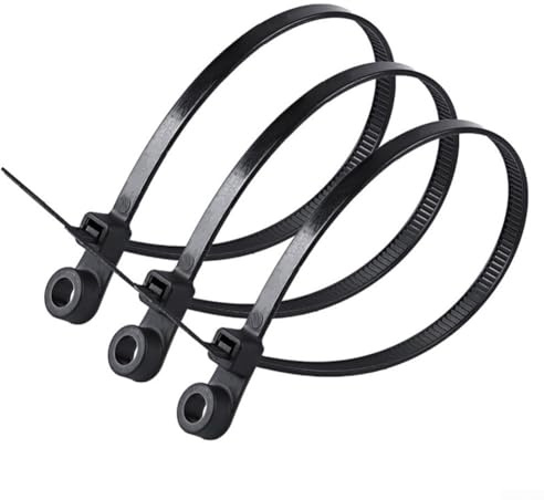 Nylon Cable Ties with Screw Hole Mount, 100PCS 150mm x 3.6mm Self Locking Loop Wrap Design for Wire and Cable Management, reliable Material for Home Office or Industrial Use(Black)