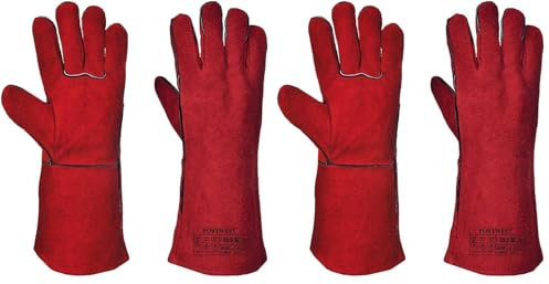 Portwest Welders Gauntlet, Color: Red, Size: XL, A500RERXL (Pack of 2)