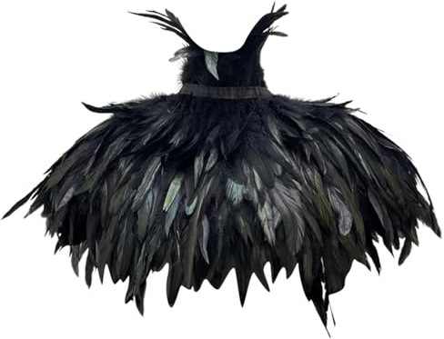 Generisch Gothic Federkragen, Achselzucken, Umhang Kostüm, Cape, Epauletten, Feathe, Schwarz Damen für Halloween Fasching Karneval Cosplay Maskerade,Federschal Party-Kostüm 2026