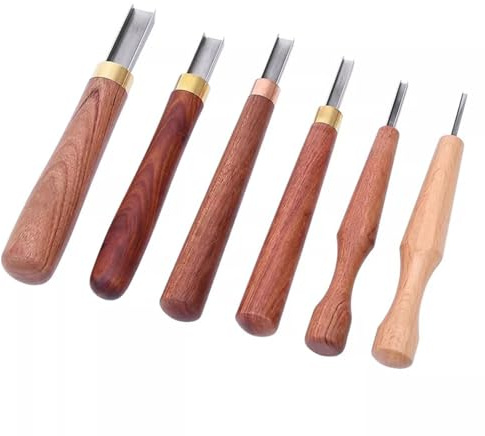 Wood Carving Tools, 6Pcs Wood Carving Knife Kit, Linocut Carving Tools Set, with Wooden Handle, Square U Shaped Blade, for Woodblock Printing, Woodcut Printmaking, Linoleum Carving, Linocut