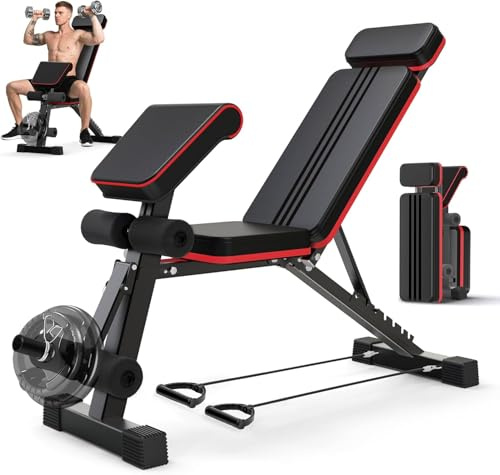 SOFTHOM Hantelbank Klappbare Verstellbare, Multifunktion 12 in 1 Fitnessbank für Zuhause, Trainingsbank Schrägbank für Ganzkörper-Workout, 400kg Belastbarkeit, Sit Up Bank, Römischer Stuhl Hantelbänke