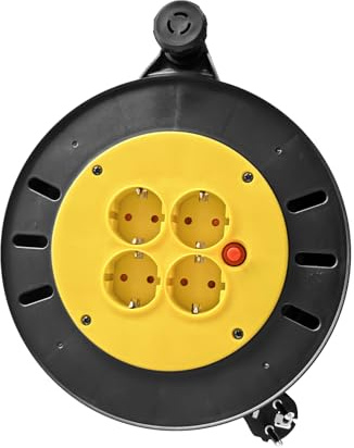 4 Socket Extension Lead 10M Portable Cable Reel, Extension Lead Waterproof,Heavy Duty Extension Cord with Thermal Cut Out,UK Outdoor Plug,Indoor/Outdoor Use