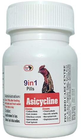 Rooster Medicine, Asiciclina 9 en 1, cubre 9 enfermedades, opción de capacidad, polvo 50 g, 100 g, tableta 50, 100, Dr PDX (50.Tablet, Tableta)