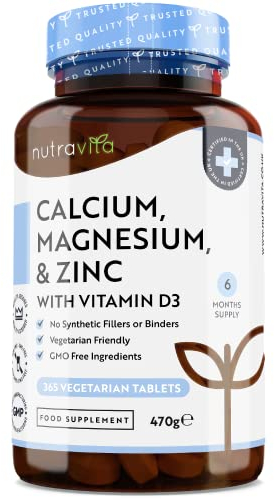 Nutravita Calcium Magnesium & Zinc with Vitamin D D3 Copper Selenium Boron and Manganese - 365 Tablets