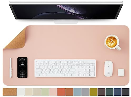 Kork Schreibtischunterlage - Doppelseitige Schreibtischauflage für Büro und Zuhause - Als große Mausunterlage und Schreibtischmatten auf Schreibtischen（Rosa、90cmx43cm）