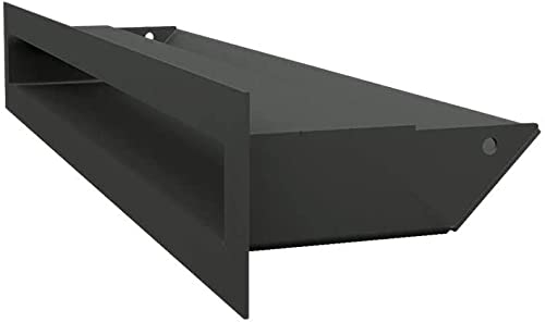 KRATKI griglia di ventilazione AIR | Griglia aria calda 6 x 40 cm | Nero | Griglia di scarico per ventilazione camino | Presa d'aria con un angolo di 45 gradi | resistente al surriscaldamento