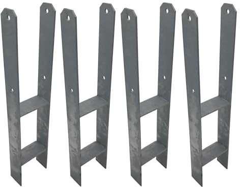 4er Set Ancla-H Poste Portador Galvanizado en Caliente 116/600MM Vigas en H Anclaje de Poste