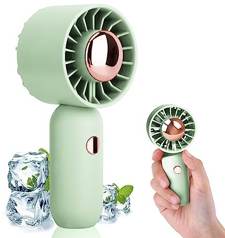 Handheld Fan Portable, Mini USB Hand Fan with Rechargeable Battery and 3 Speeds, Personal Small Pocket Fan for Girls/Women/Kids Travel Holiday Essentials, Electric Fan for Desk/Table/Bedroom (Green)