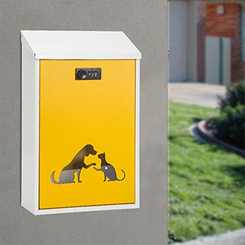 QOBNN Cassetta Postale Moderna, Cassetta Postale in Acciaio Inossidabile Verniciato A Polvere, Design Ritagliato per Cani E Gatti, Cassetta Postale Resistente alle Intemperie con Serratura A Parete