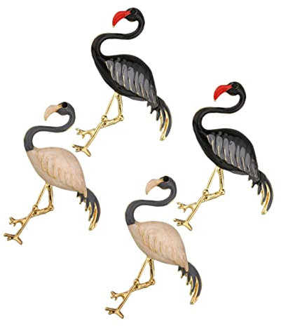 BESTonZON 4 Stück Flamingo Serviettenschnalle Vintage- Hochzeitsdekoration Hochzeit Serviette Serviettenhalter Ringe Esstischdekoration Schwarz Legierung Bankett Feste Schnalle Metall