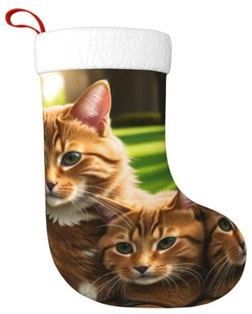 Miniks Vier Katzen Weihnachtsstrümpfe, hängende Ornament, Kamin, Weihnachtsbaum, Feiertagsparty-Dekoration, 45,7 cm