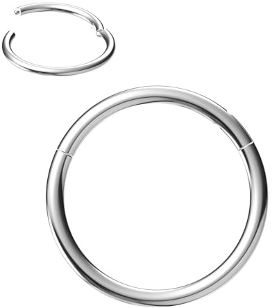 NewkeepsR 20g×8mm Steel Hinged Clicker Nose Hoop Seamless Piericng Ring