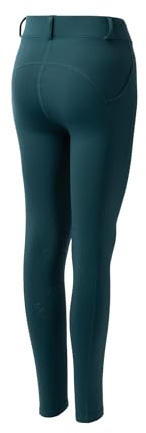 HORZE Leggings termici da equitazione per bambini DEA, leggings invernali da bambina, con inserti al ginocchio, tasca per cellulare, passanti per cintura, Dark Sea Green, 122-128 cm