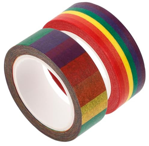 STOBOK 2rollen Bunte Rainbow Washi Tape Diy Basteln Klebeband Dekoratives Planner Tape Für Tagebuch Scrapbook Notizbuch Geschenkverpackung Zubehör