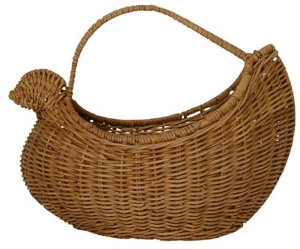 Baoblaze Egg Basket Hand Woven Rattan Chicken Shaped Storage Gift Decorative Rustic Wicker Basket Easter Party Favors for Bread Snacks