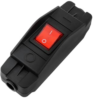 1 interrupteur à cordon étanche en ligne - Interrupteur à bascule marche/arrêt - Grand courant 220 V - Pour lampe de bureau, ampoule, petit appareil - Rouge