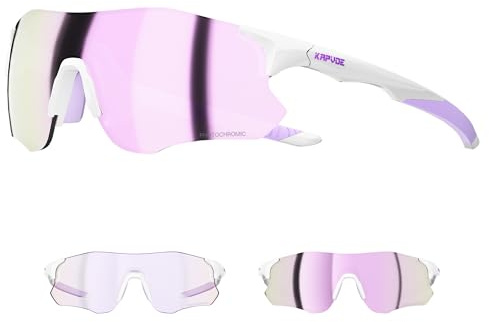 KAPVOE Fahrradbrille Selbsttönend Herren Damen 26g Ultraleicht Schnelle Brille MTB Radfahren Radbrille Sport Sonnenbrille MTB Radbrille Rennrad Radsport Laufbrille K1129