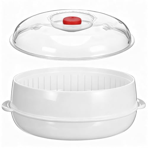 GALPADA Microwave Steamer Steamed Fish Dish: High Temperature Food Steamer Microwave Steamed Plate Kitchen Counter Storage Dining Table Service Workshop Bench Layout